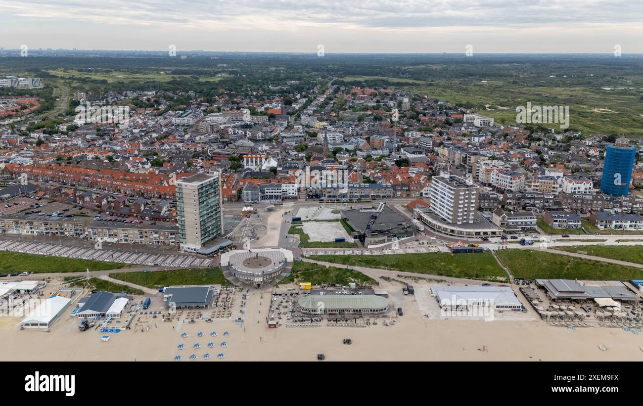 Aerial drone photo of the boulevard and beach in the coastal town of ...