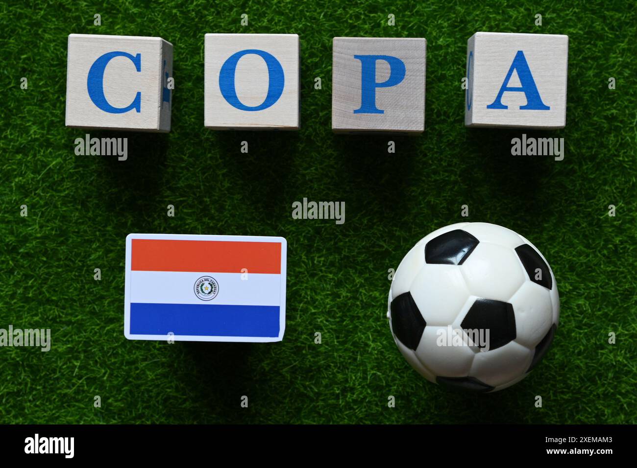 June 20, 2024, Miami, USA. The flag of the Paraguay national team is a