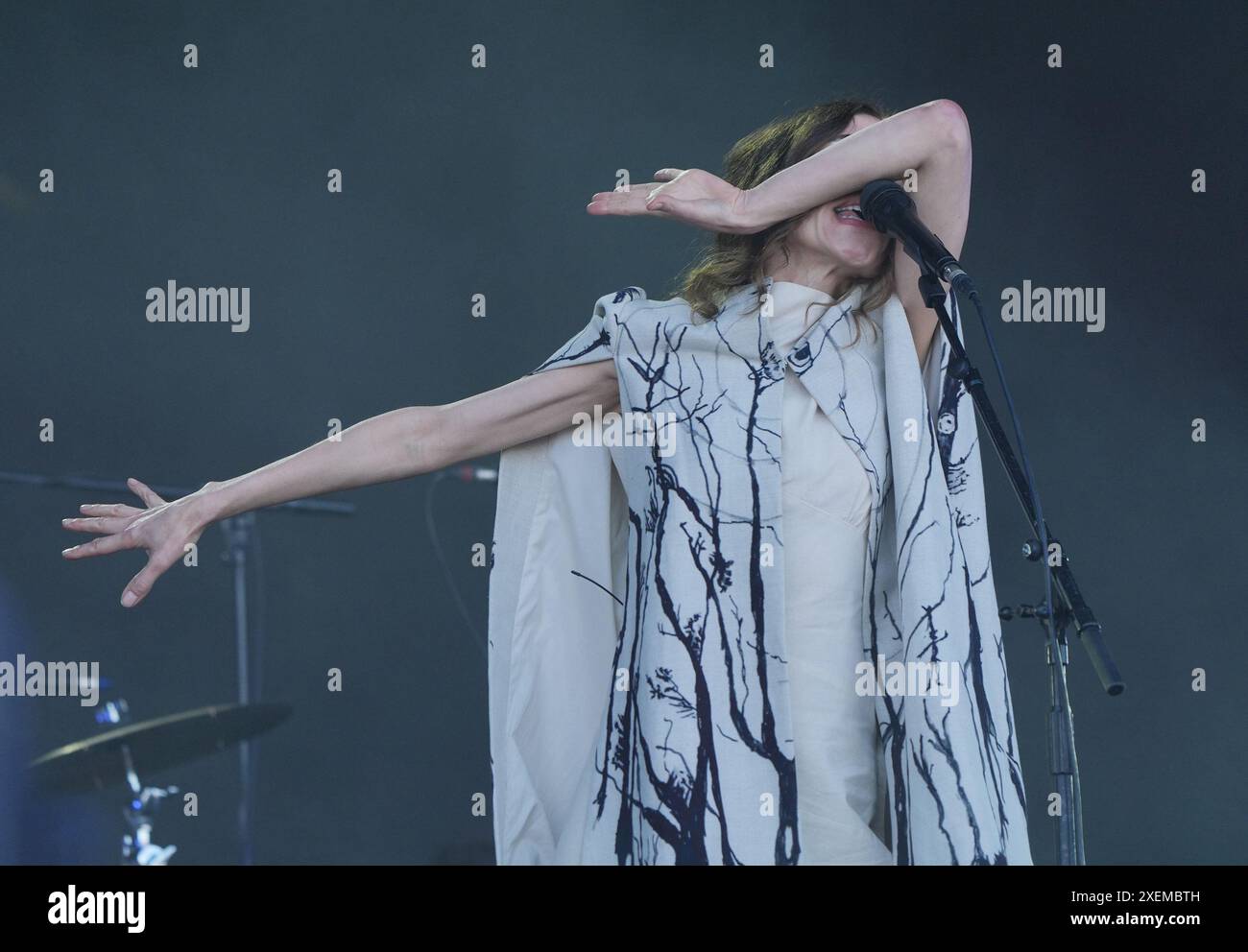 PJ Harvey performing on the Pyramid stage, at the Glastonbury Festival