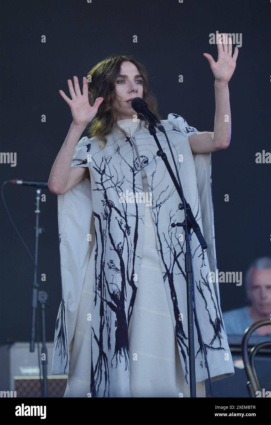 PJ Harvey performing on the Pyramid stage, at the Glastonbury Festival