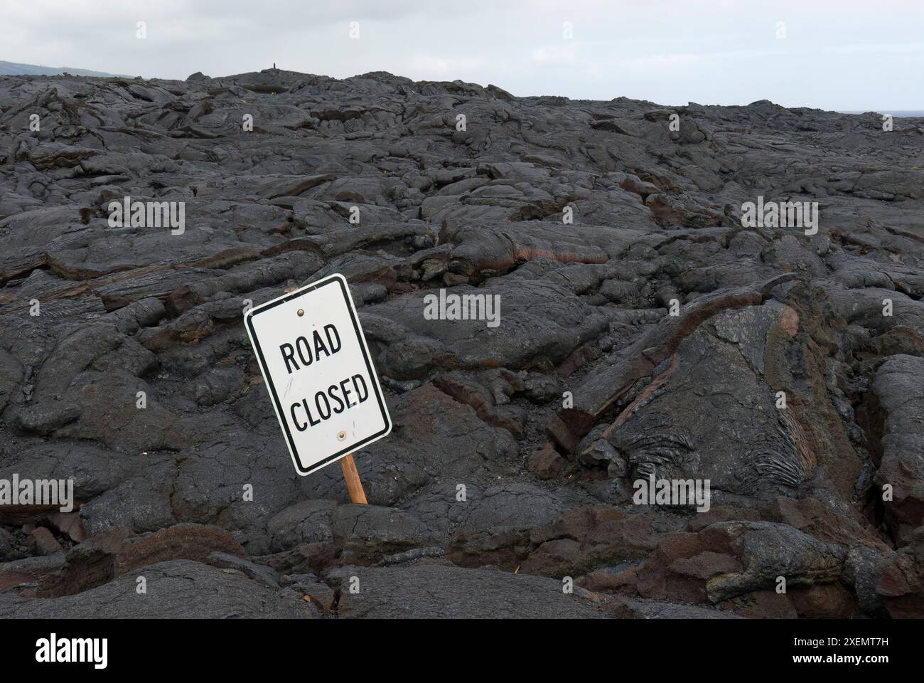 Road closed due to lava flow on the Big Island of Hawaii, USA; Island ...