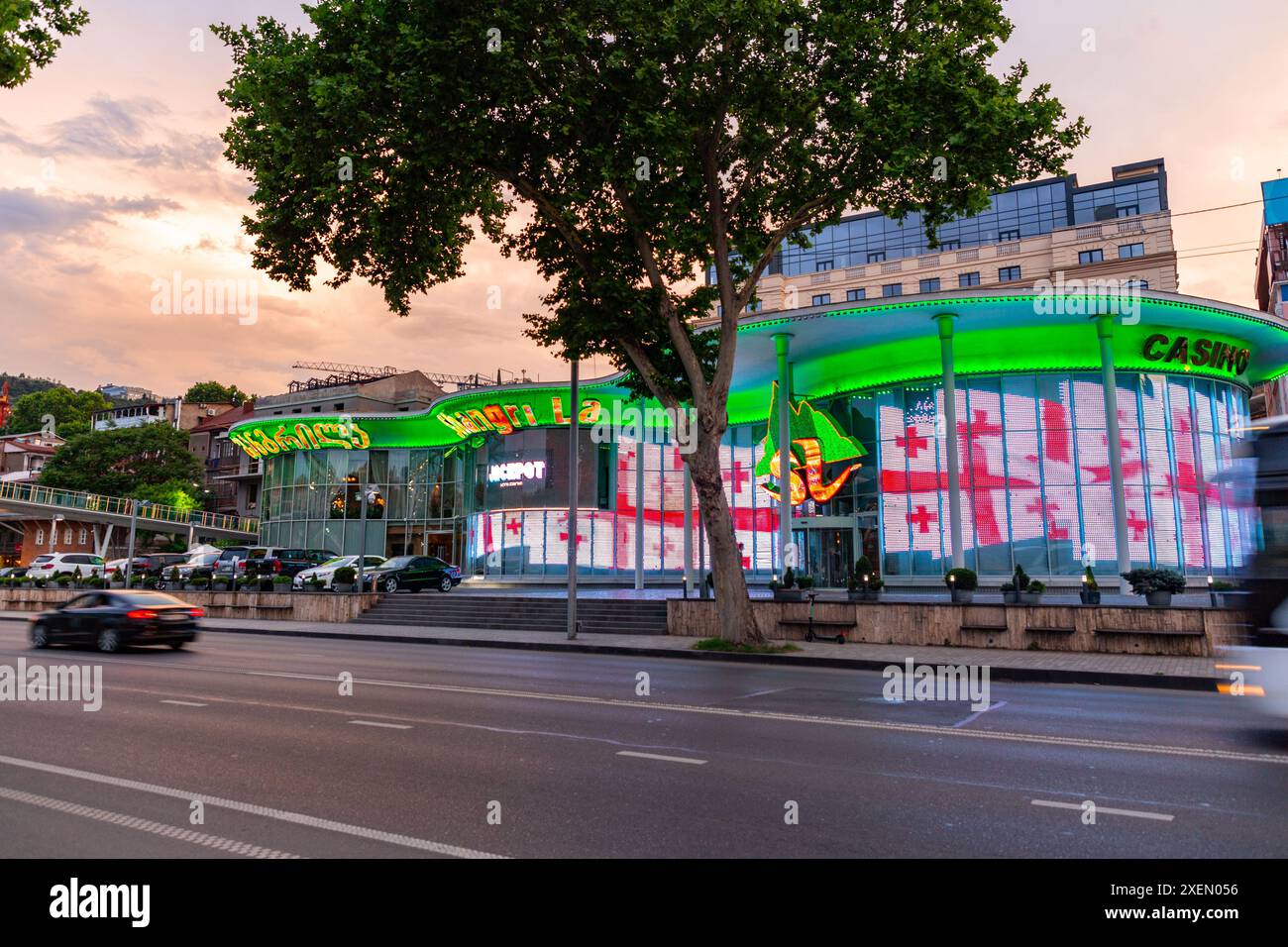 Tbilisi, Georgia - 16 JUNE, 2024: Shangri La Casino is a famous gambling venue located on the east bank of the Kura River in Tbilisi, Georgia. Stock Photo