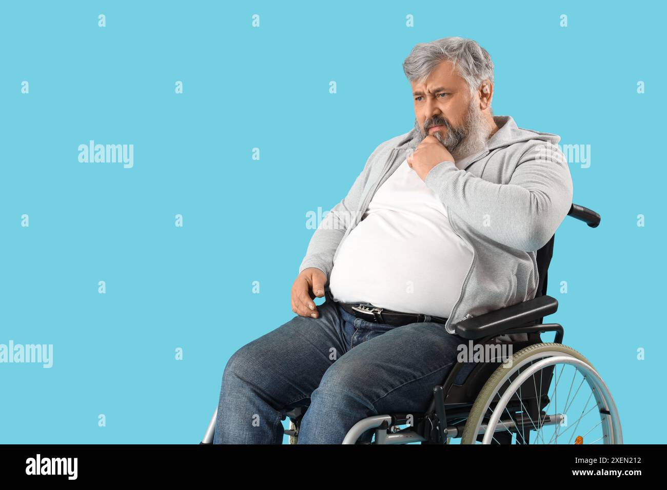 Old man wheelchair thinking hi-res stock photography and images - Alamy