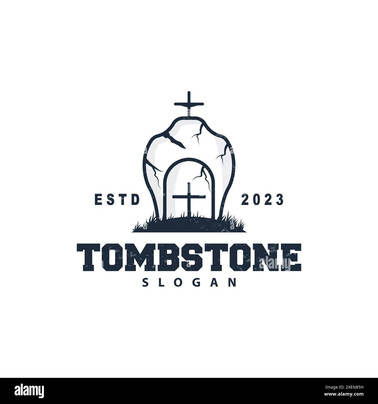 Tombstone Logo, Tomb Cemetery Cross, Vector Vintage Label, Retro Badge ...