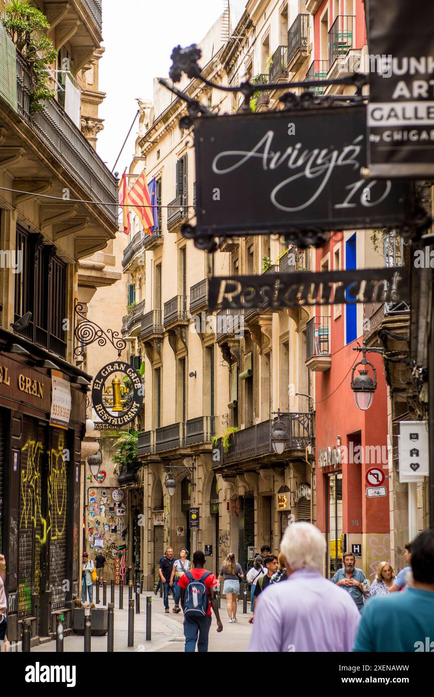 Narrow street in the gothic quarter - Narrow Street In The Gothic Quarter Barri Gotic Of Old City Barcelona Spain 2XENAWW