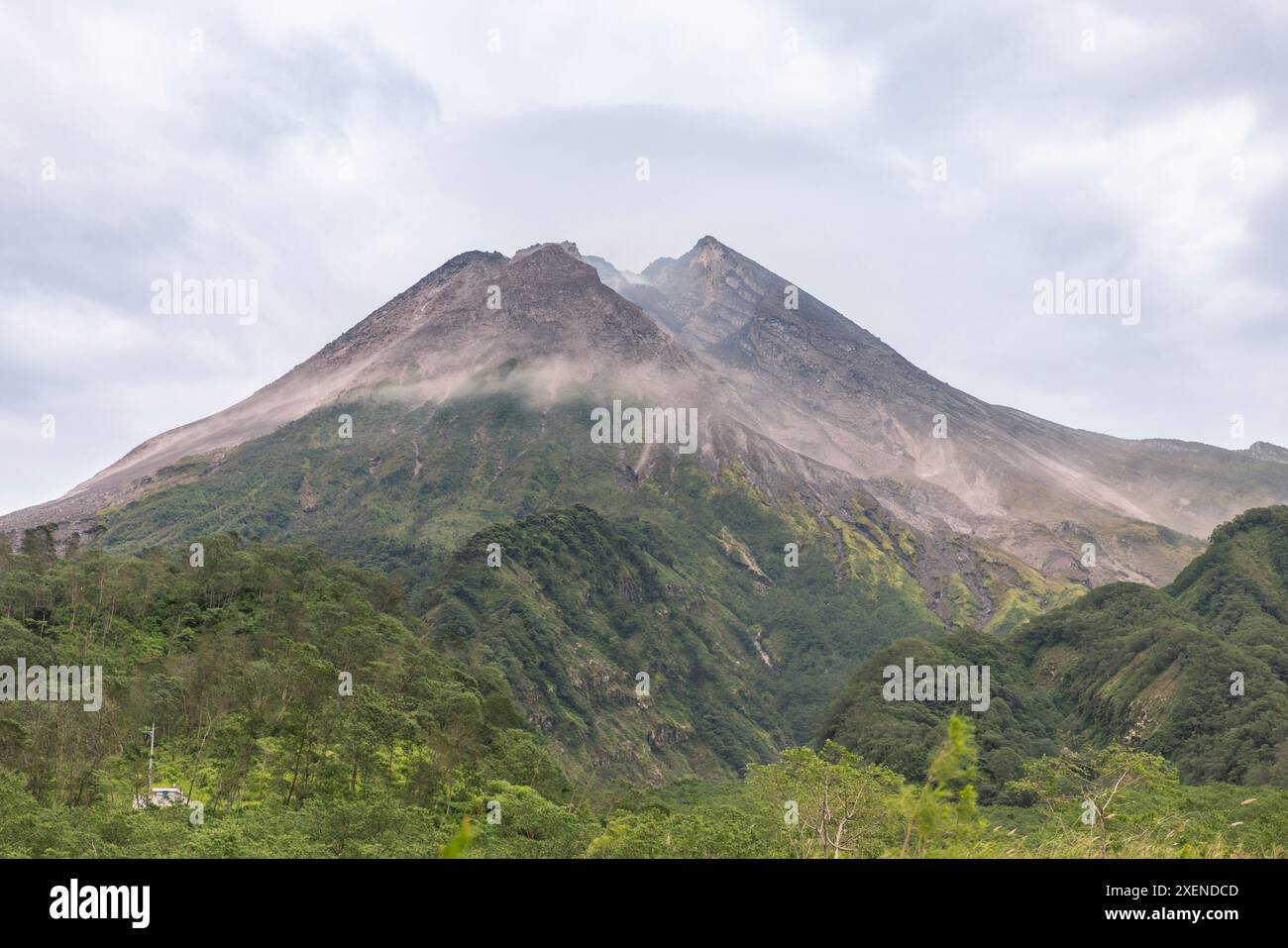 Mount Merapi, an active stratovolcano in Central Java, Indonesia; Selo ...