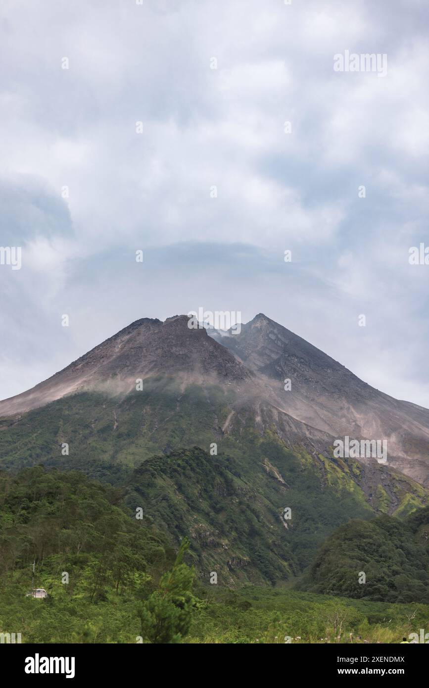 Mount Merapi, an active stratovolcano in Central Java, Indonesia; Selo, Boyolali Regency, Central Java, Indonesia Stock Photo