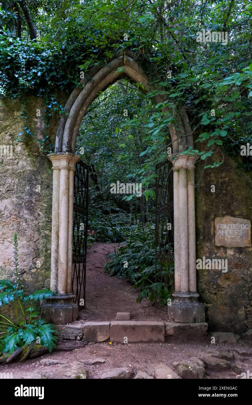 Coimbra, Portugal. Quinta das Lagrimas. Ruins in the garden next to the famous Fonte das Lagrimas. Stock Photo