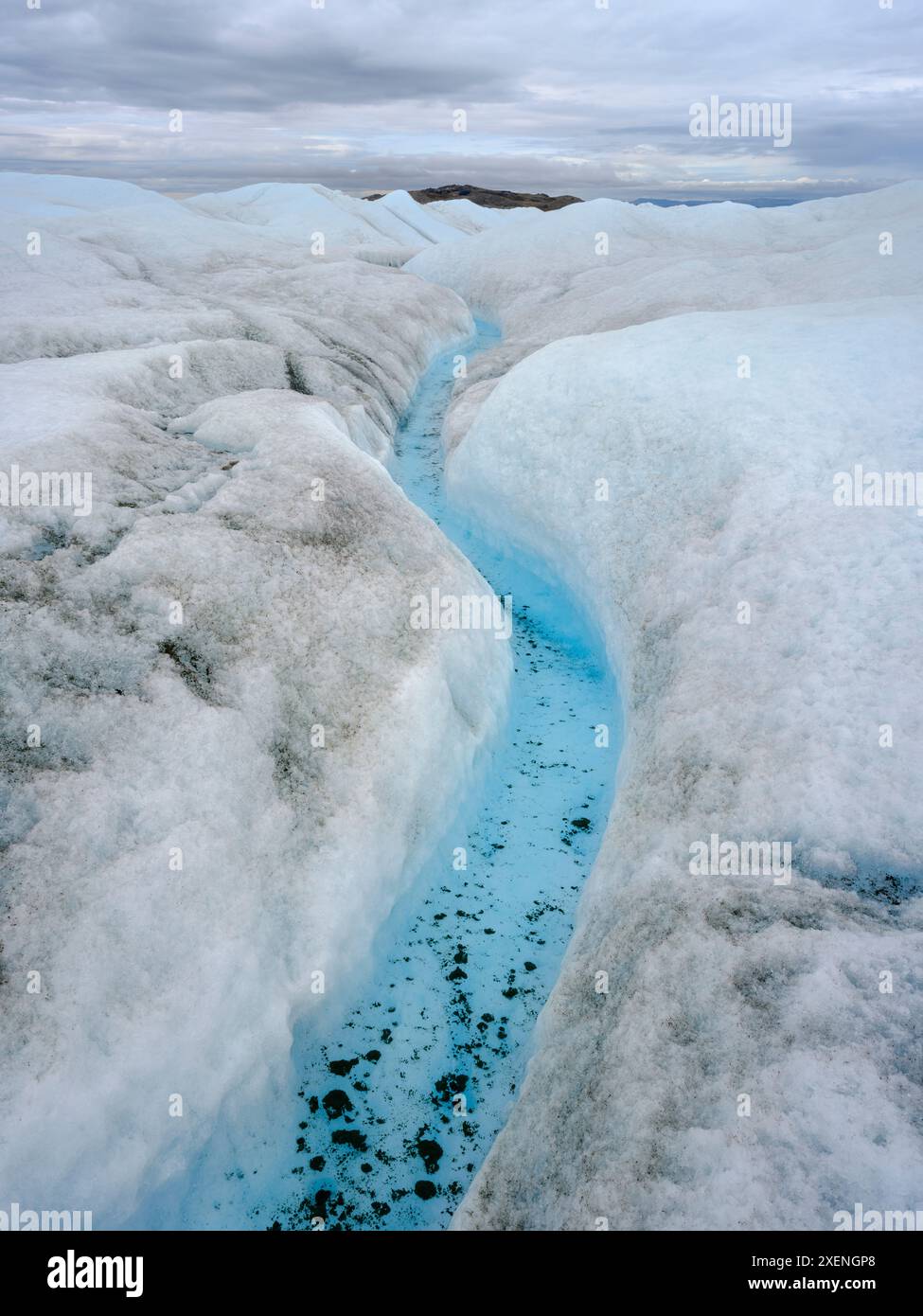 View towards terminal moraine and foreland of the ice sheet. The brown ...