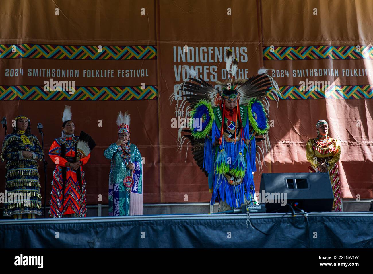 An indigenous performer performs during the Smithsonian Folklife Festival in Washington D.C