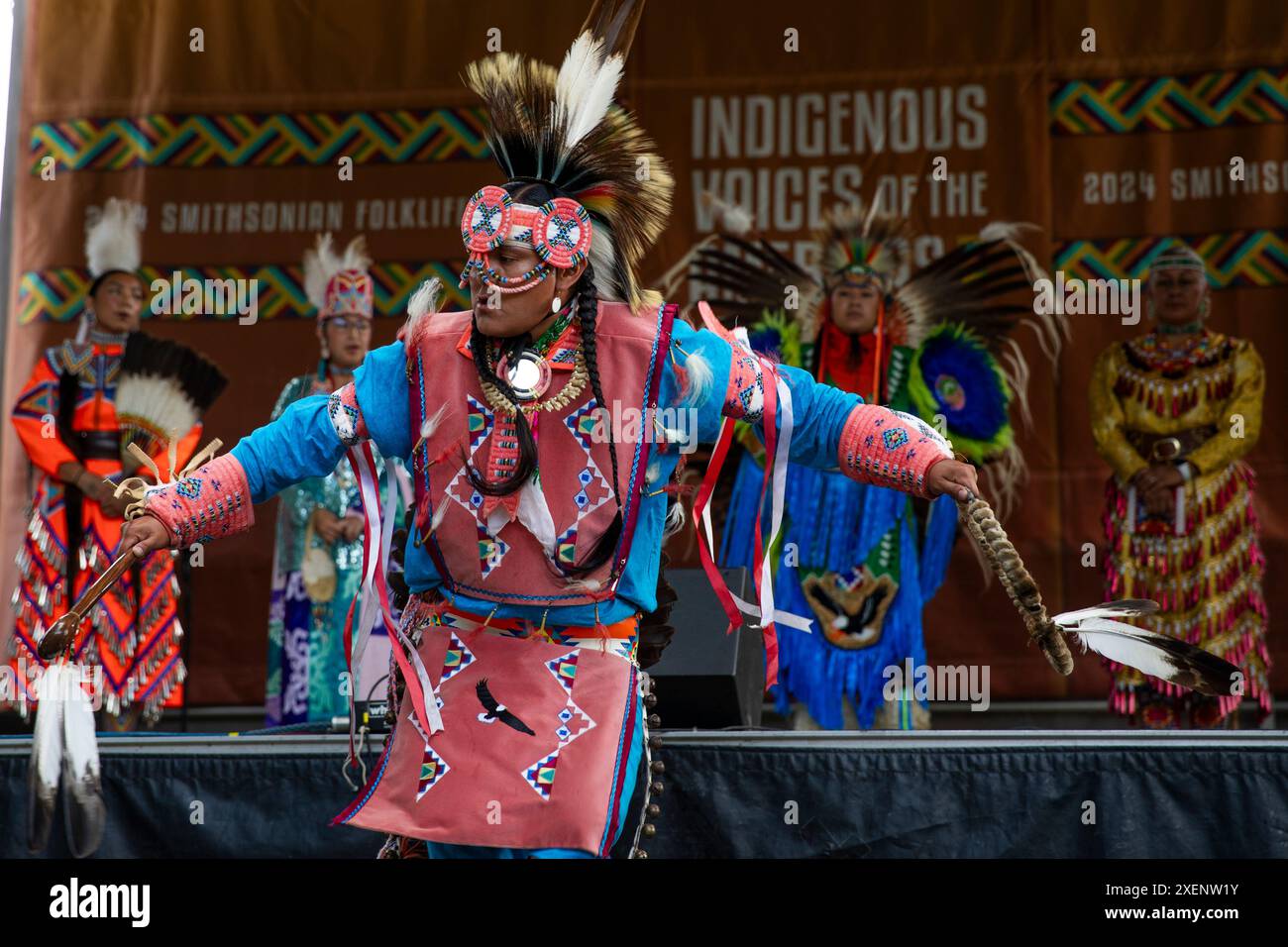 An indigenous performer performs during the Smithsonian Folklife Festival in Washington D.C