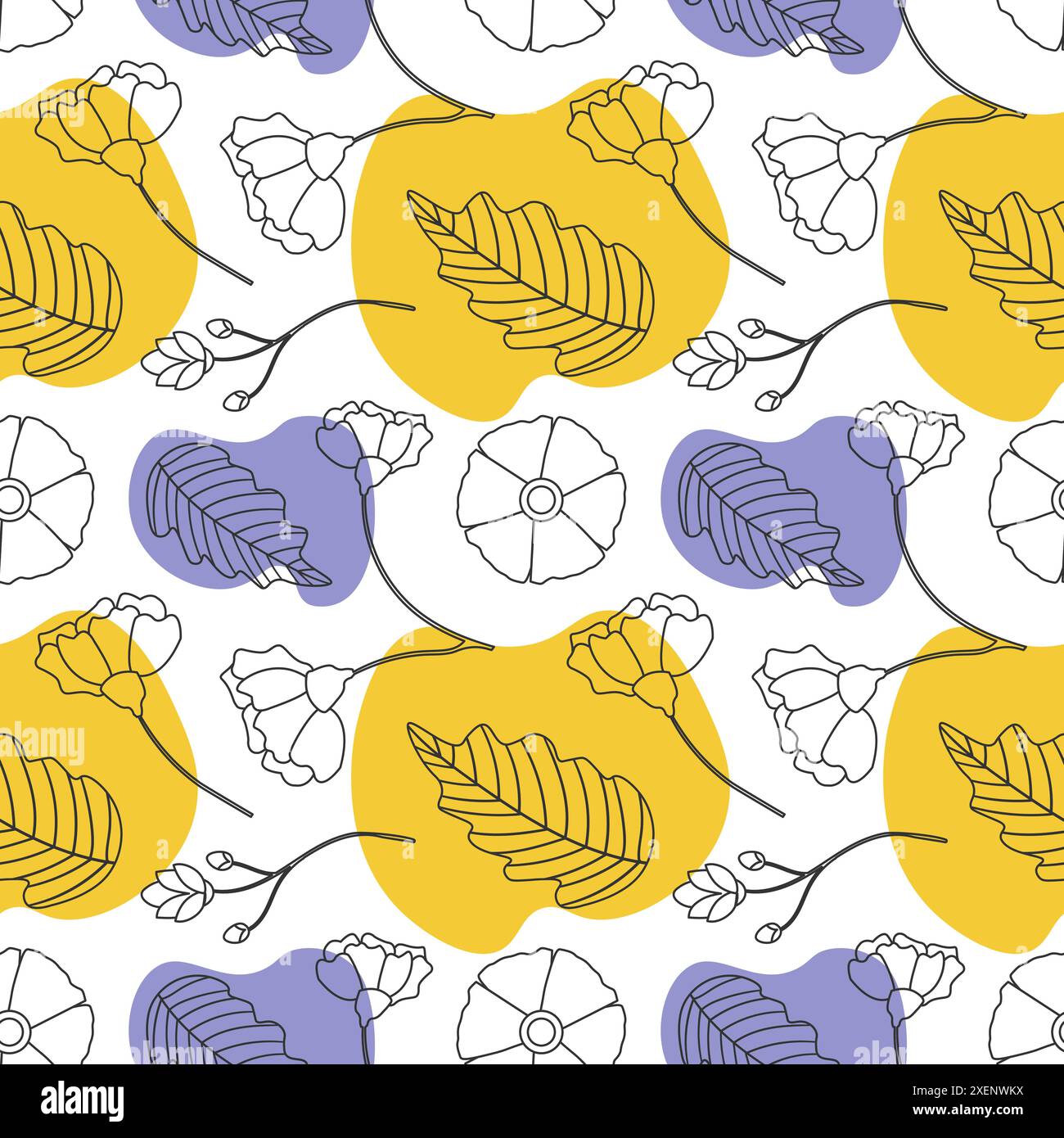 Floral Seamless Pattern Design Illustration with Blooming Branches and ...