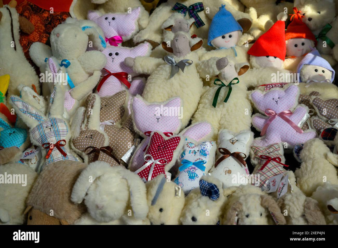 Teddy Bears on sale at the Central Market Hall, Budapest, Hungary Stock Photo