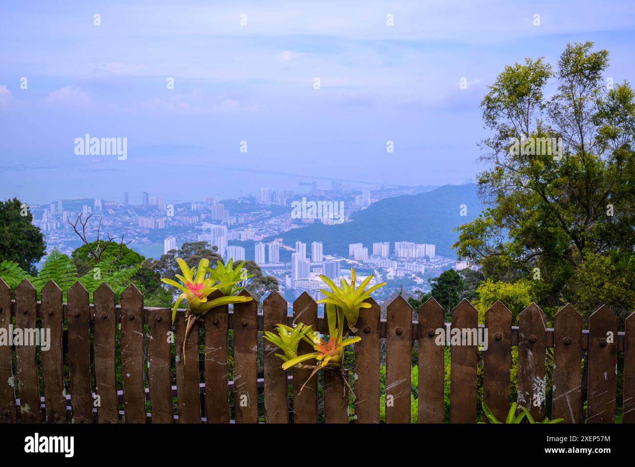 Looking down on Penang from Penang Hill, Penang, Malaysia Stock Photo