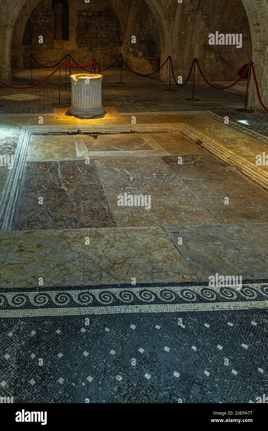 Mosaics and rooms of the Roman house found in Spoleto. Spoleto, province of Perugia, Umbria, Italy, Europe Stock Photo