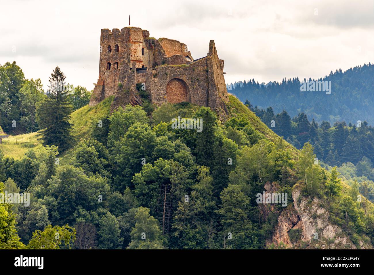 restored-ruins-of-the-castle-in-czorsztyn-by-the-lake-tourist