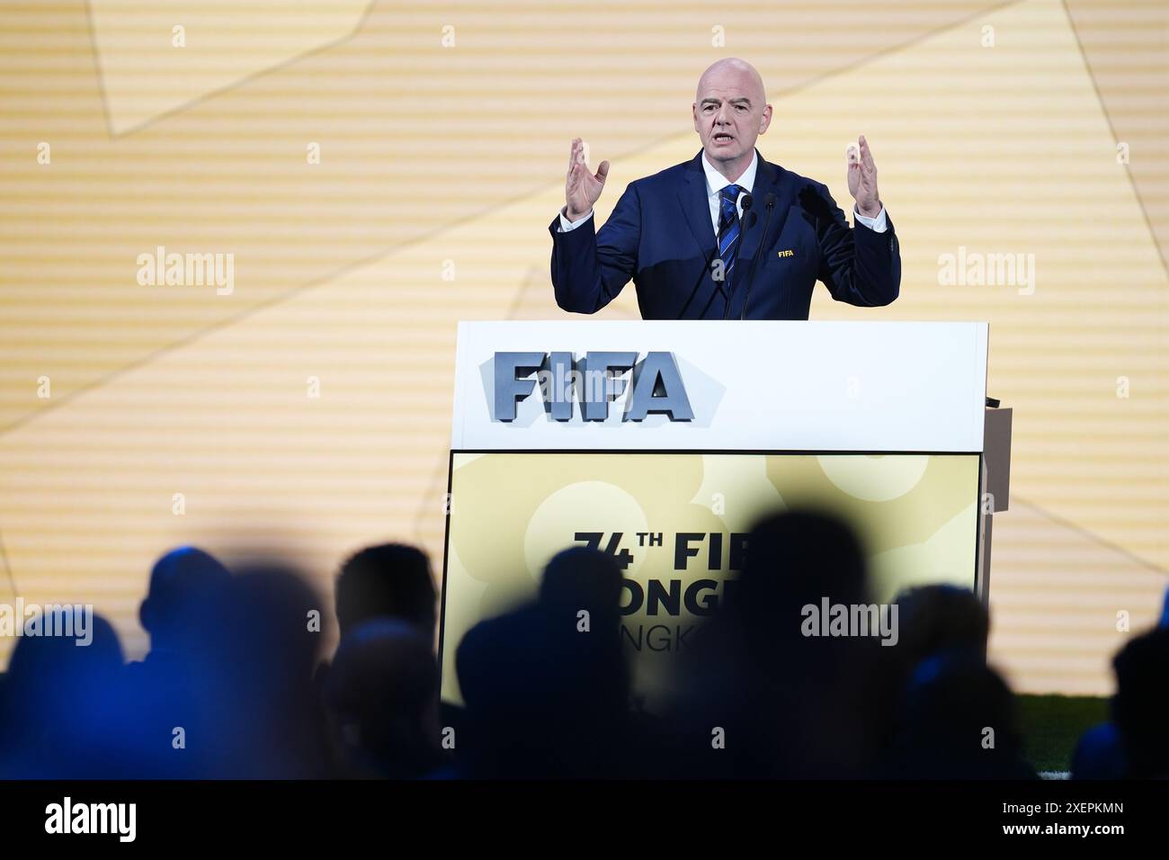 Gianni Infantino, President of FIFA speaks during the 74th FIFA