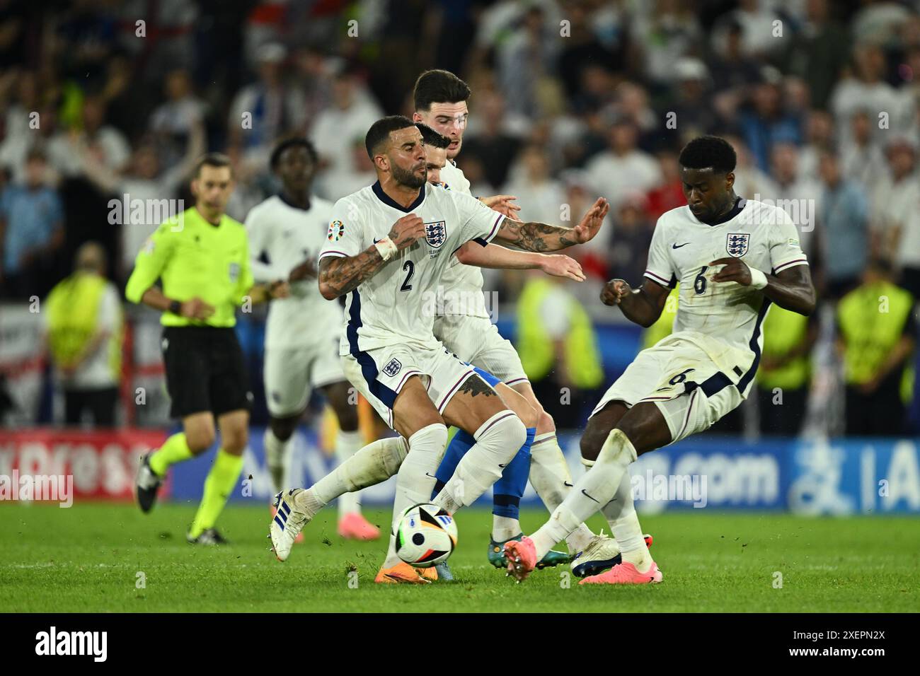 COLOGNE, GERMANY - JUNE 25: Kyle Walker, Marc Guehi, Declan Rice of ...