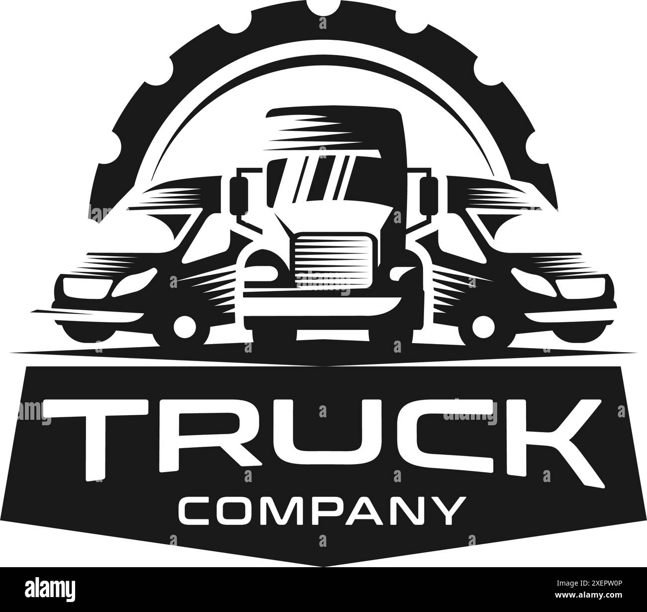 Silhouette TRUCK COMAPNY gear set logo design Stock Vector