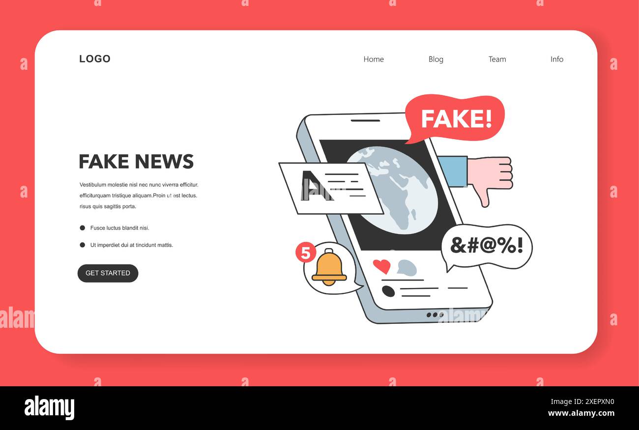 Fake news web banner or landing page. Manipulation and control over ...