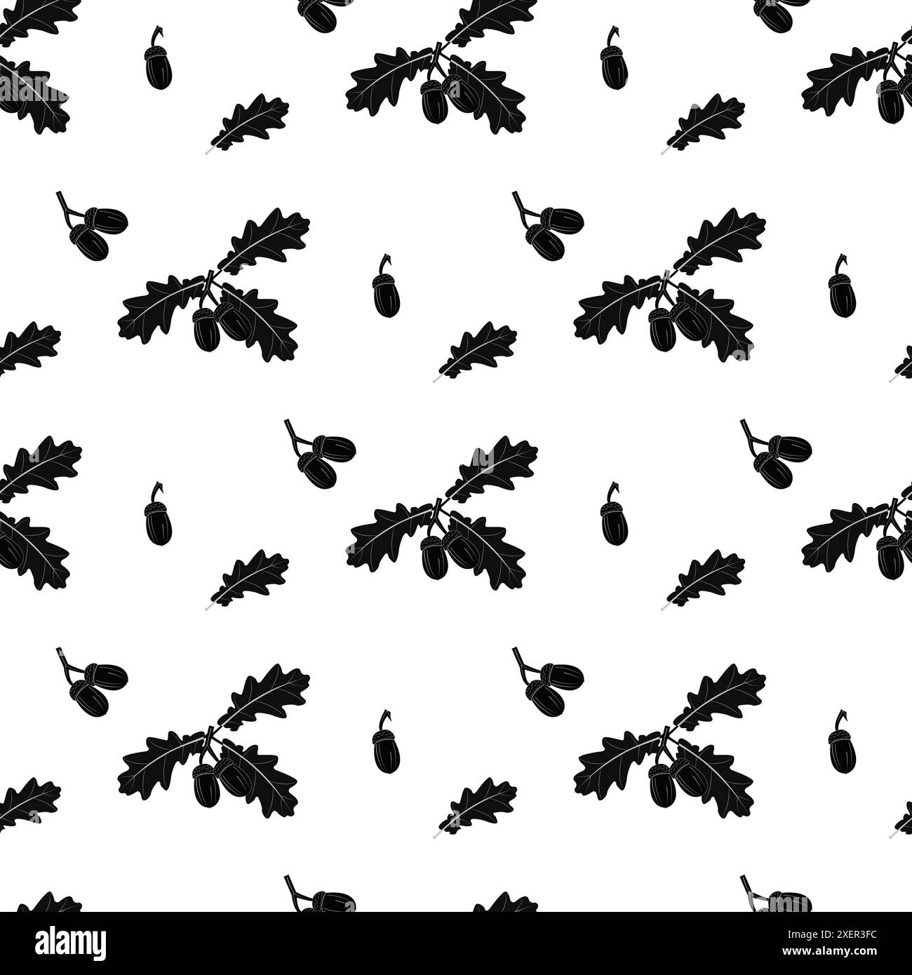 Seamless pattern made of doodled acorns and oak leaves. eps Stock ...