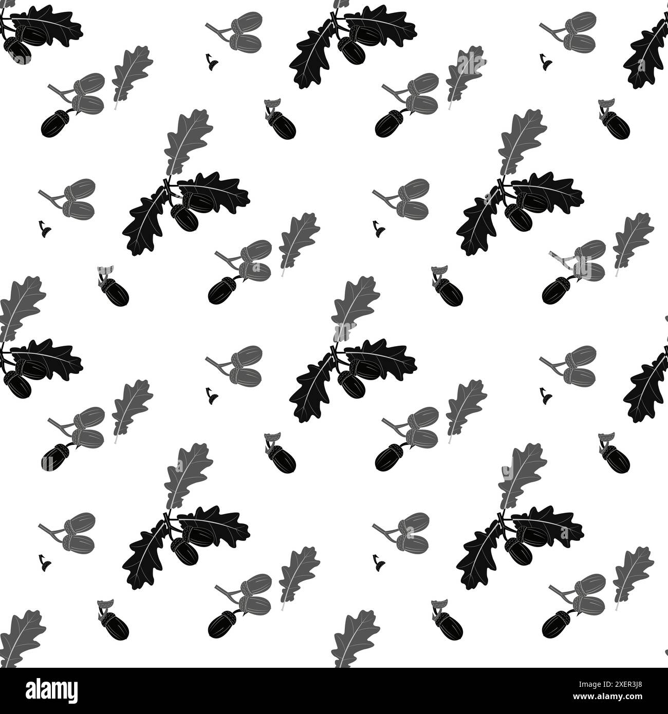Seamless pattern with acorns and oak leaves. Vector illustration. eps Stock Vector