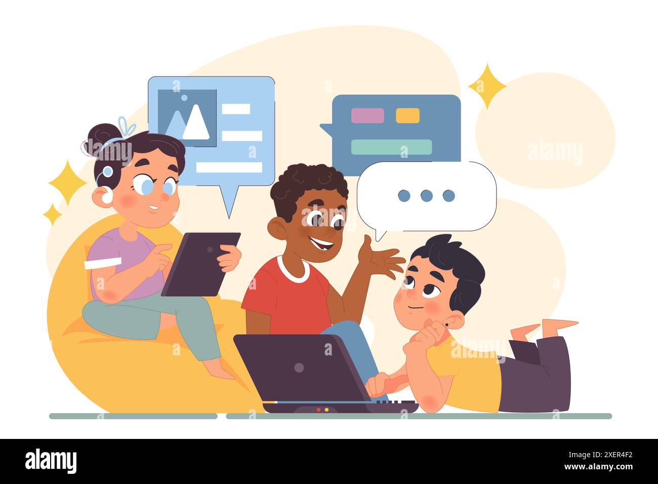 Computer science class for kids. Diverse children programming and ...