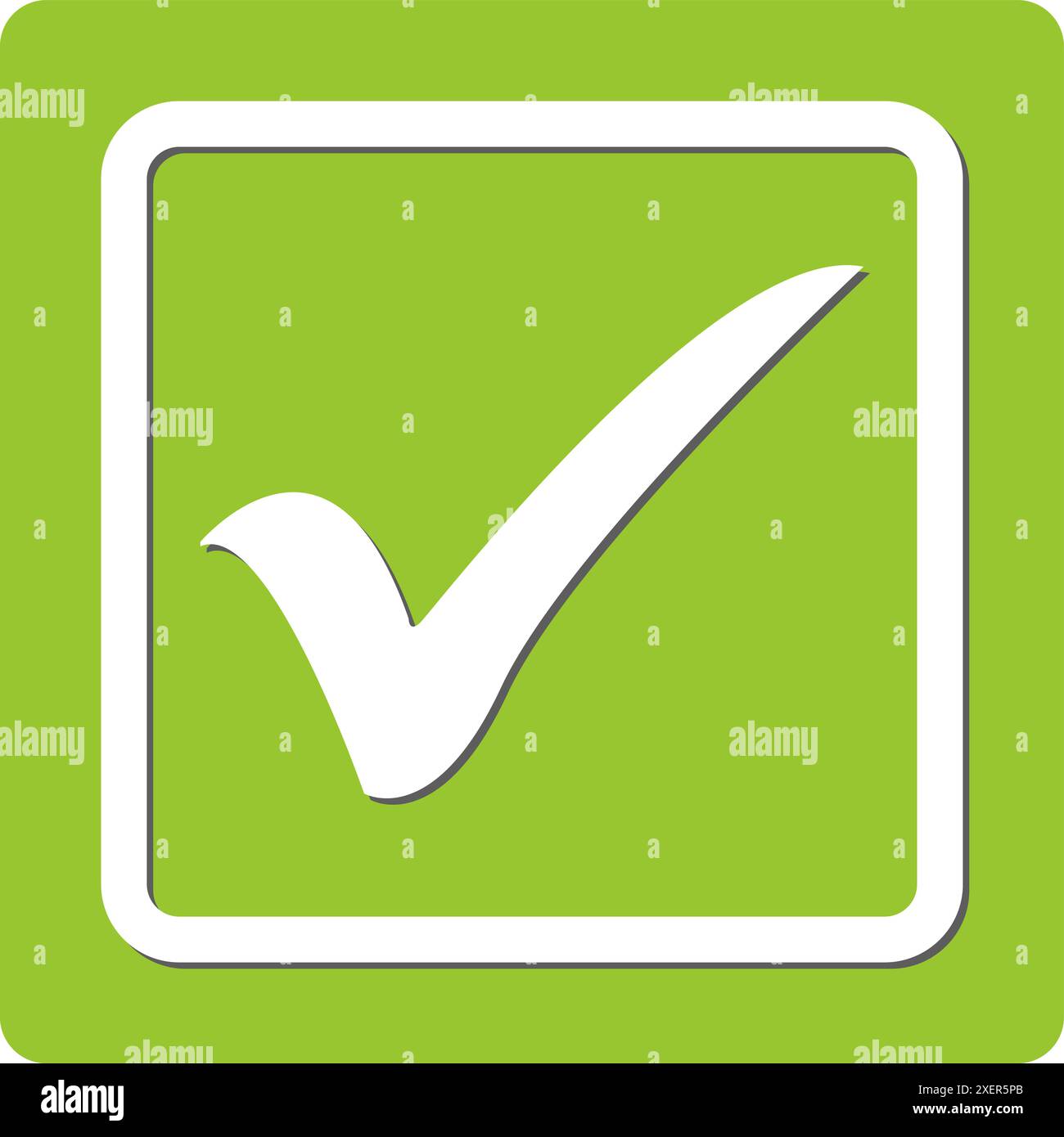 Green check mark icon in a box. Tick symbol in green color, vector ...