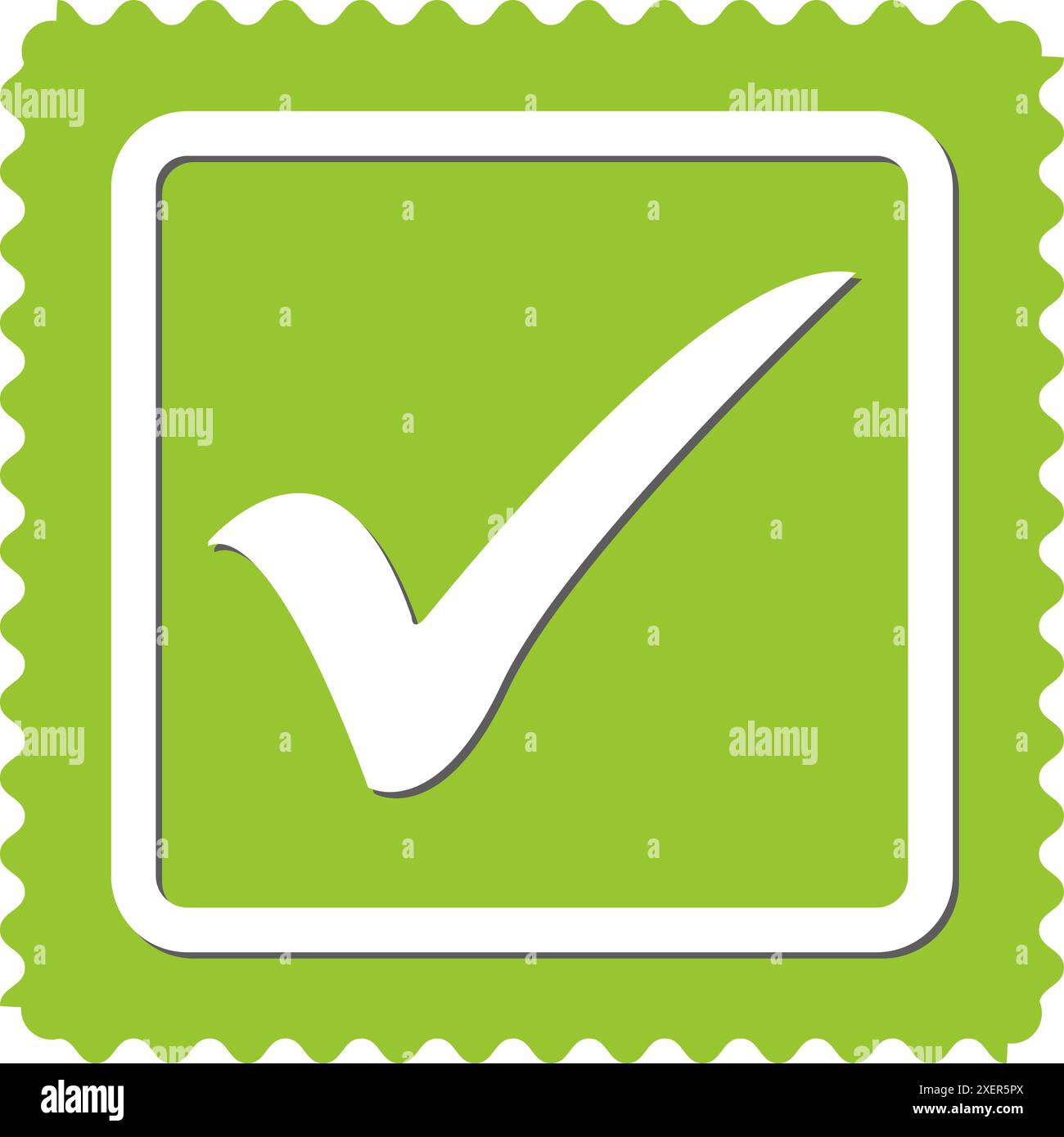 Green check mark icon in a box. Tick symbol in green color, vector ...