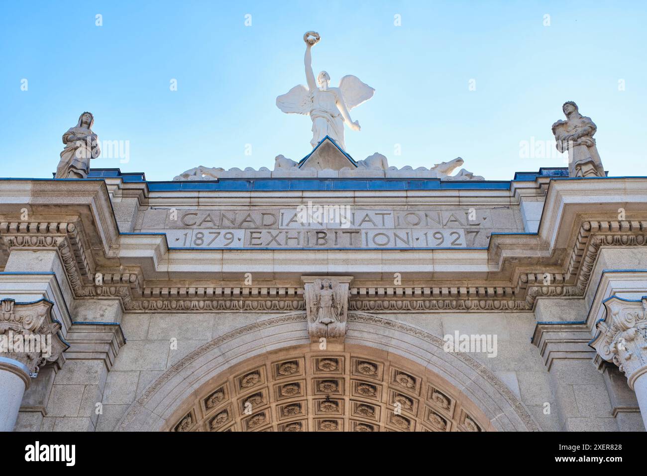 Canadian National Exhibition Entrance with Statues. It's also known as Princess Gate with beautiful and historic architecture. Stock Photo