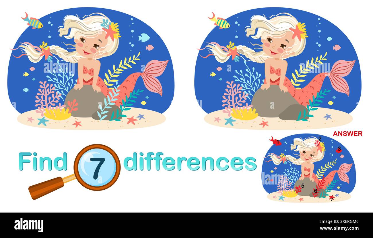 Logical game for children education. Find the differences in the ...