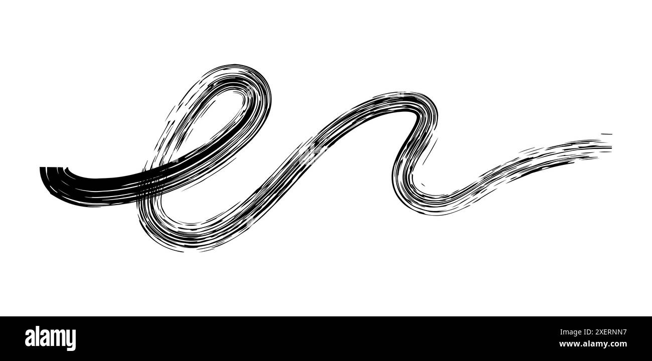 Dry brush mark, pencil squiggle and scribble. Hand drawn vector crayon various line, spiral and doodle. Black rough highlighter, chalk stroke, pencil Stock Vector