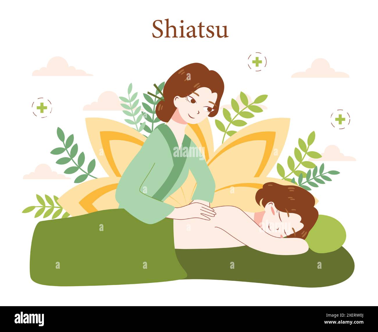 Shiatsu. Japanese medicine, acupressure, manual technique. Alternative