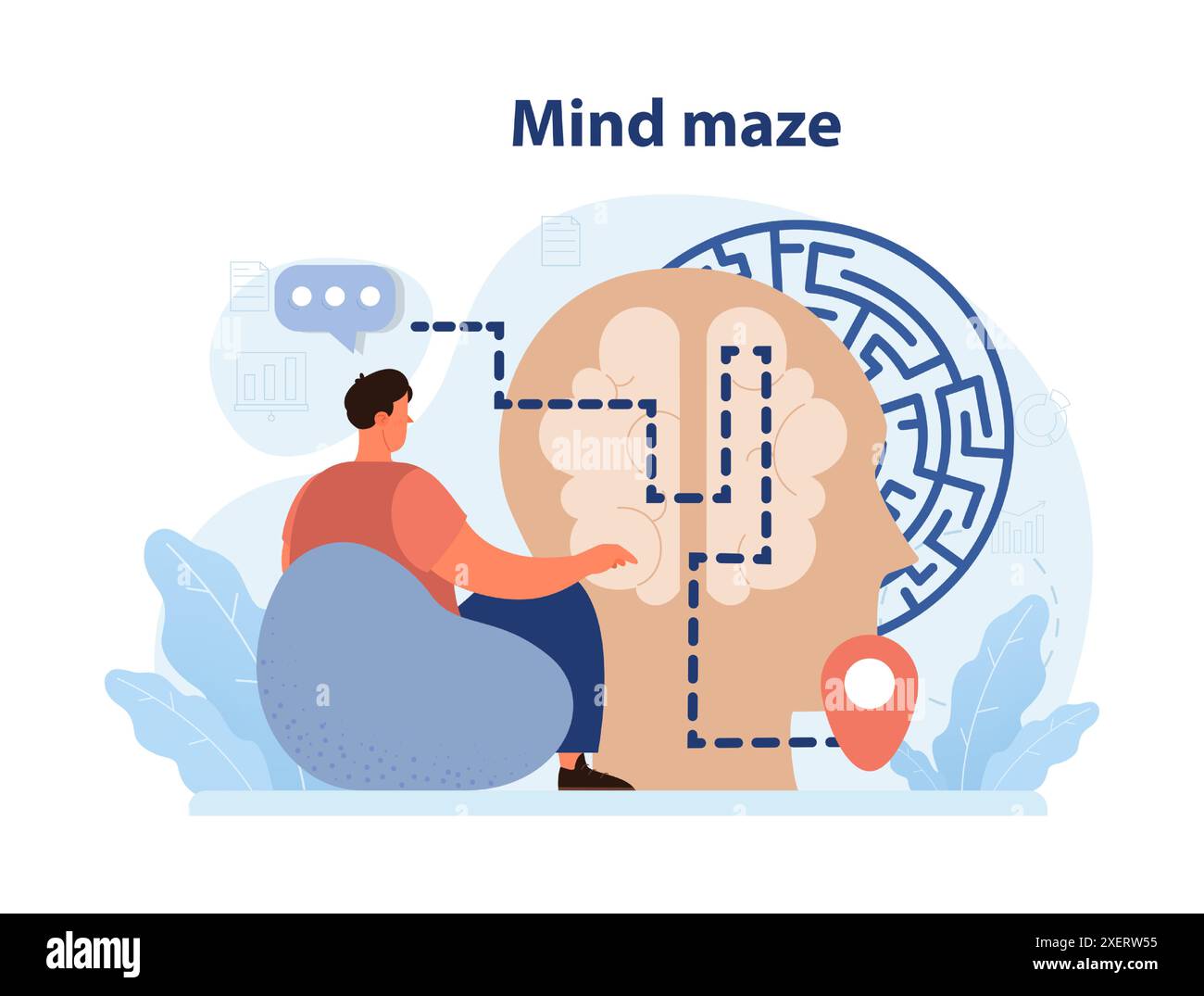 Psychology. Mind maze or labyrinth. Thinking, decision making and ...