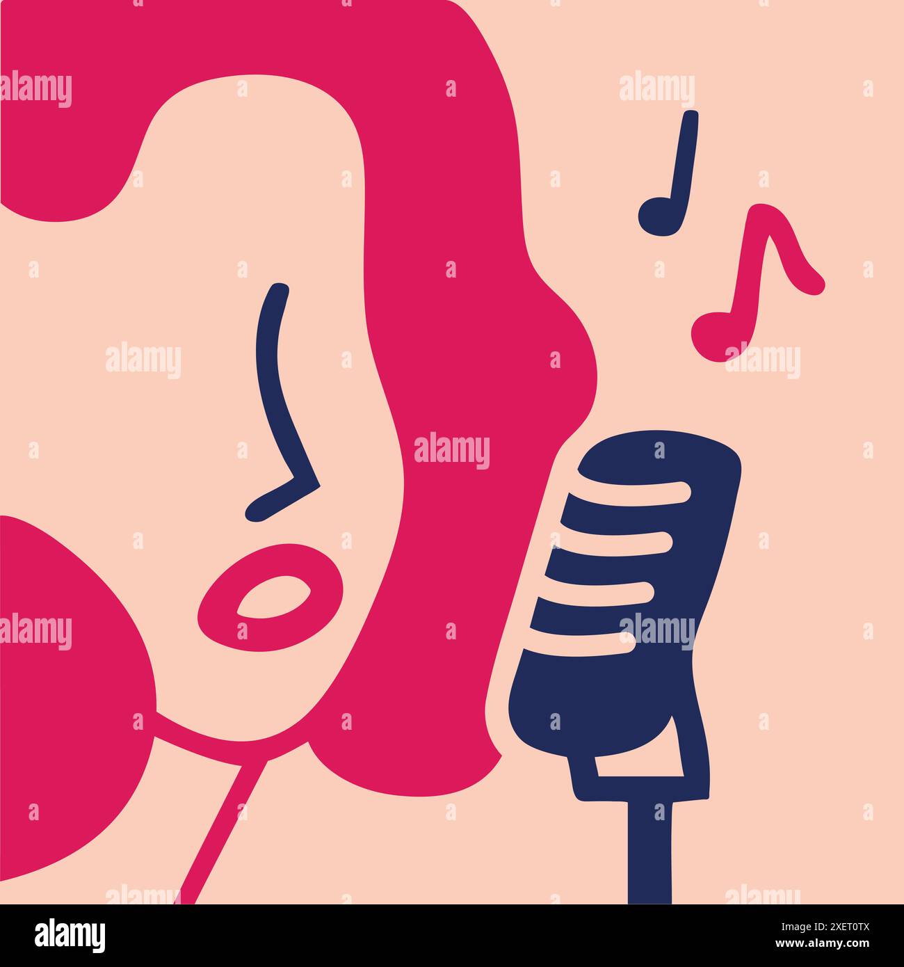 Girl singing a song with mic vector illustration Stock Vector Image ...