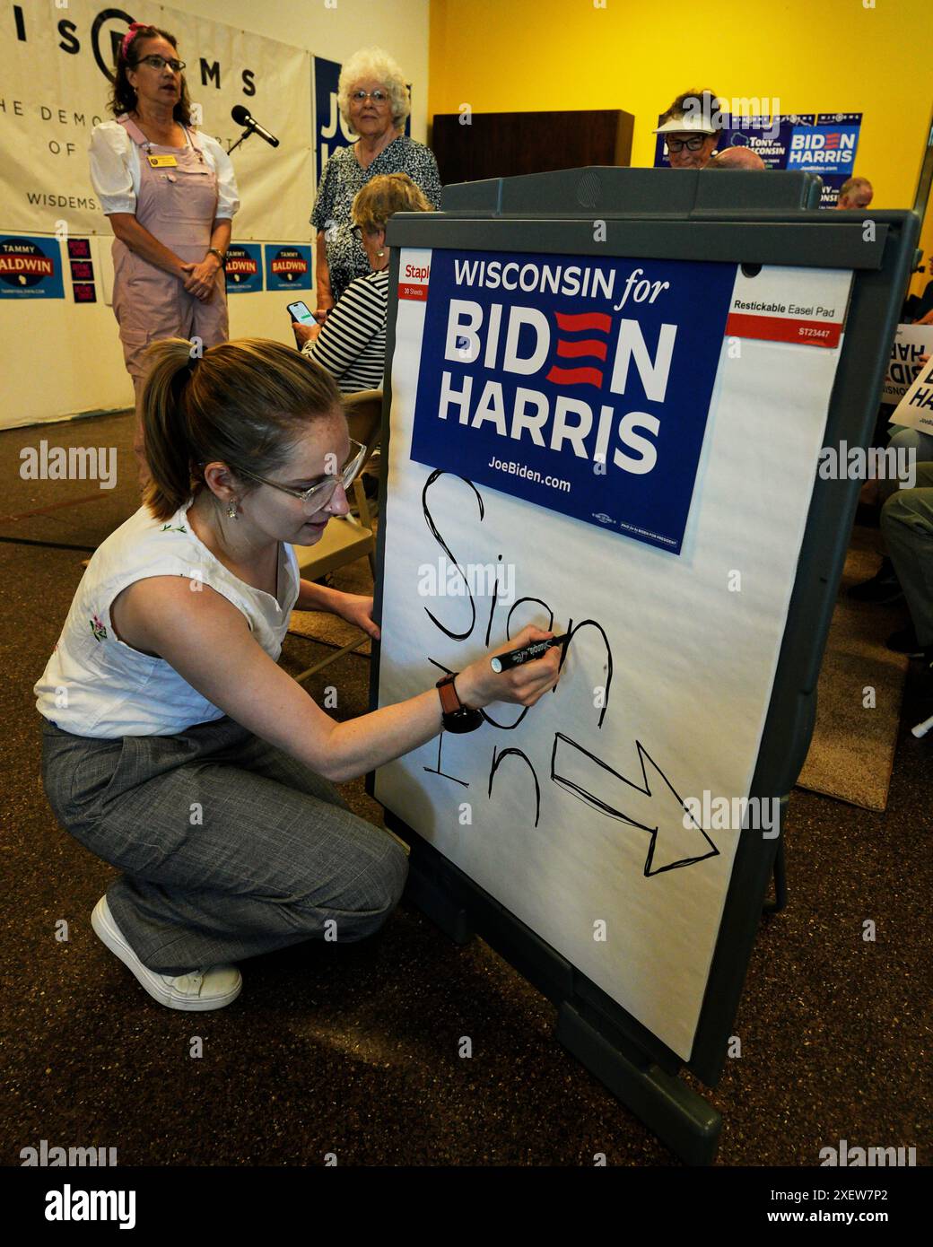 June 29, 2024, Madison, Wisconsin, USA A worker at a Democratic Party