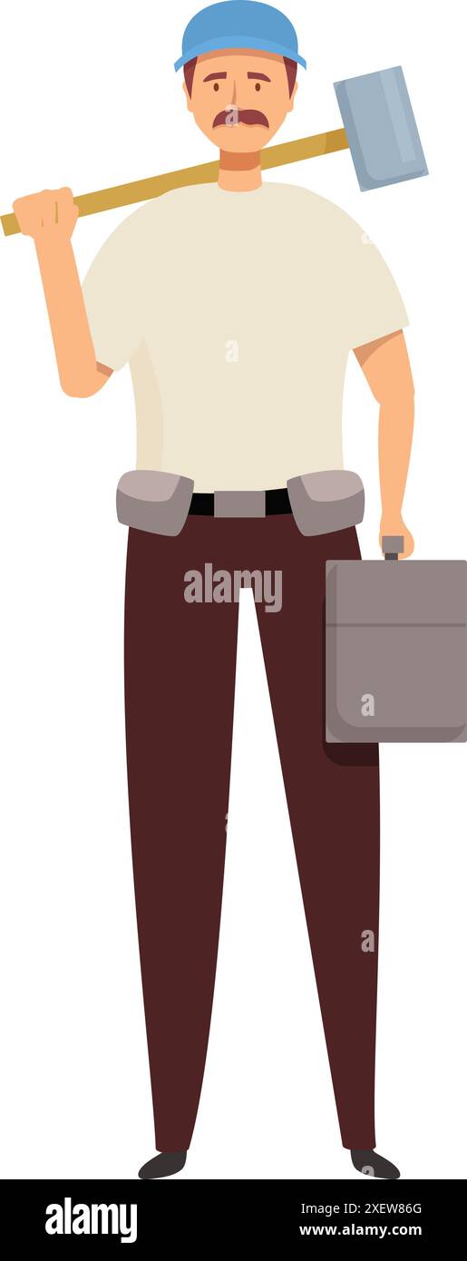 Construction worker holding sledgehammer Stock Vector Images - Alamy