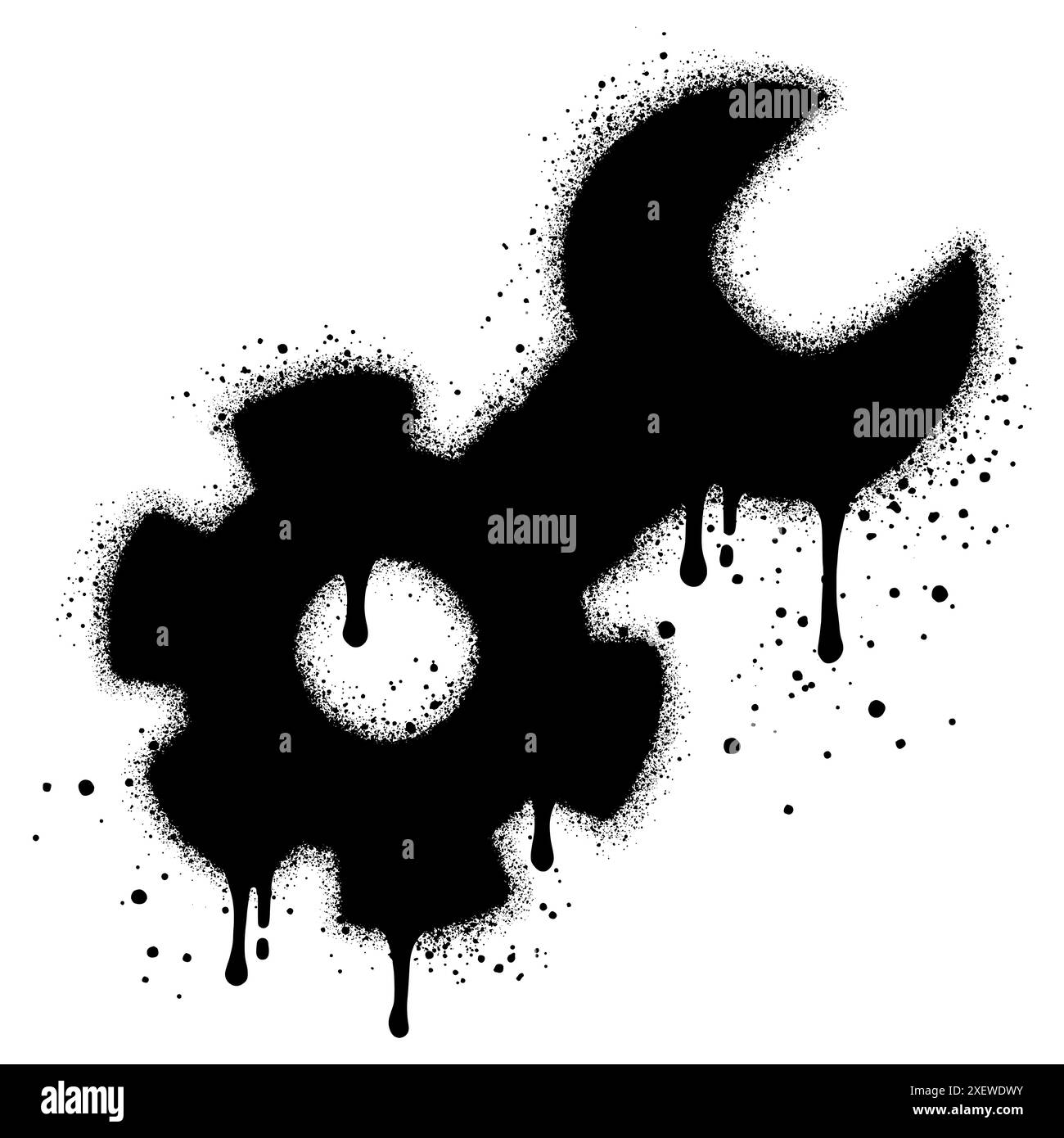 repair icon graffiti with black spray paint. Stock Vector