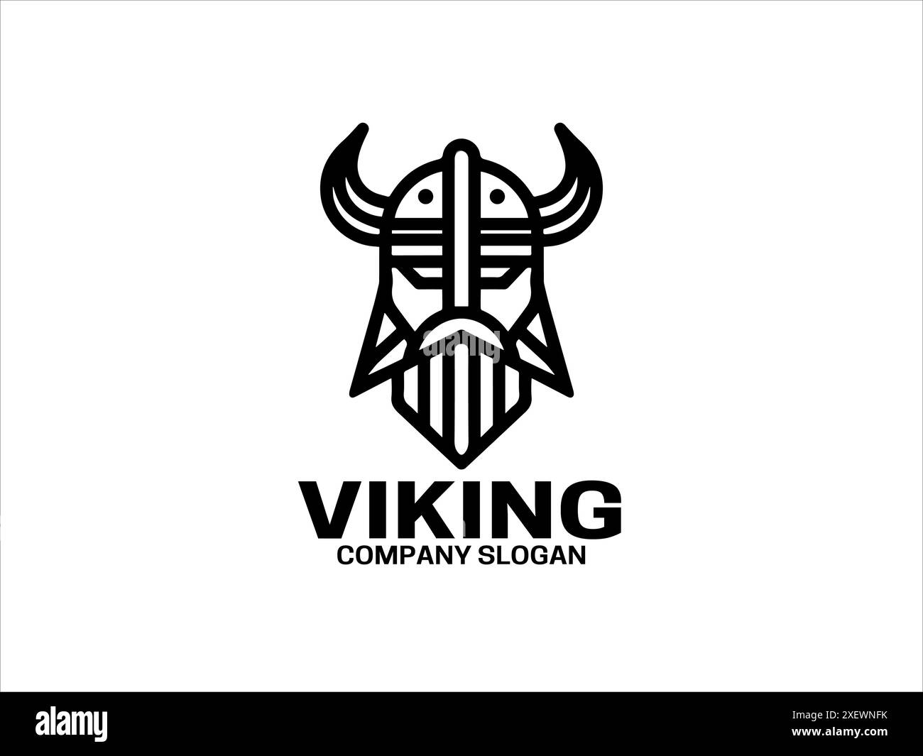 Minimal Outline Lines Viking Logo Design Vector Template. Vikings head ...