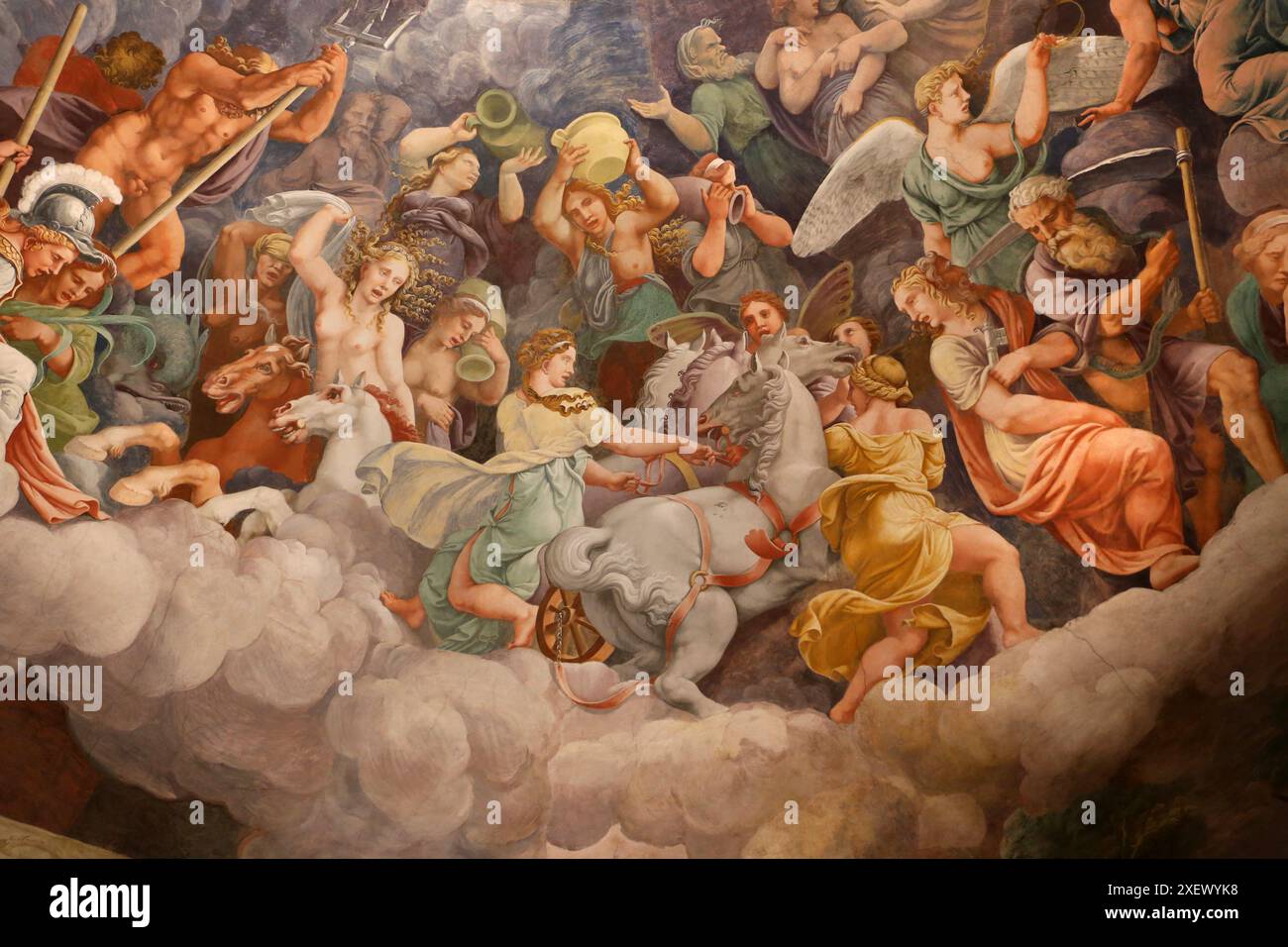 The Fall of the Giants is a fresco by the Italian Renaissance artist Giulio Romano. Stock Photo