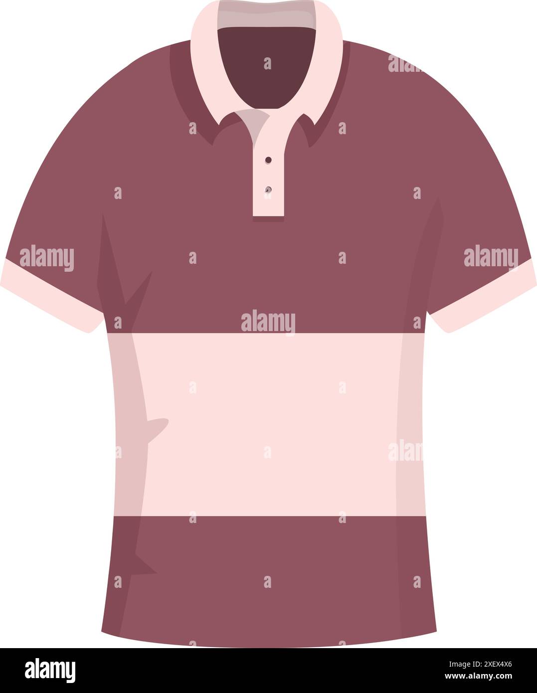 Burgundy and pink polo shirt with short sleeves and collar, perfect for showcasing your designs Stock Vector