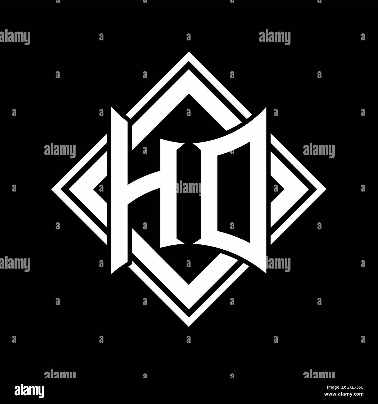 HD Letter logo with abstract shield shape with square white outline on ...