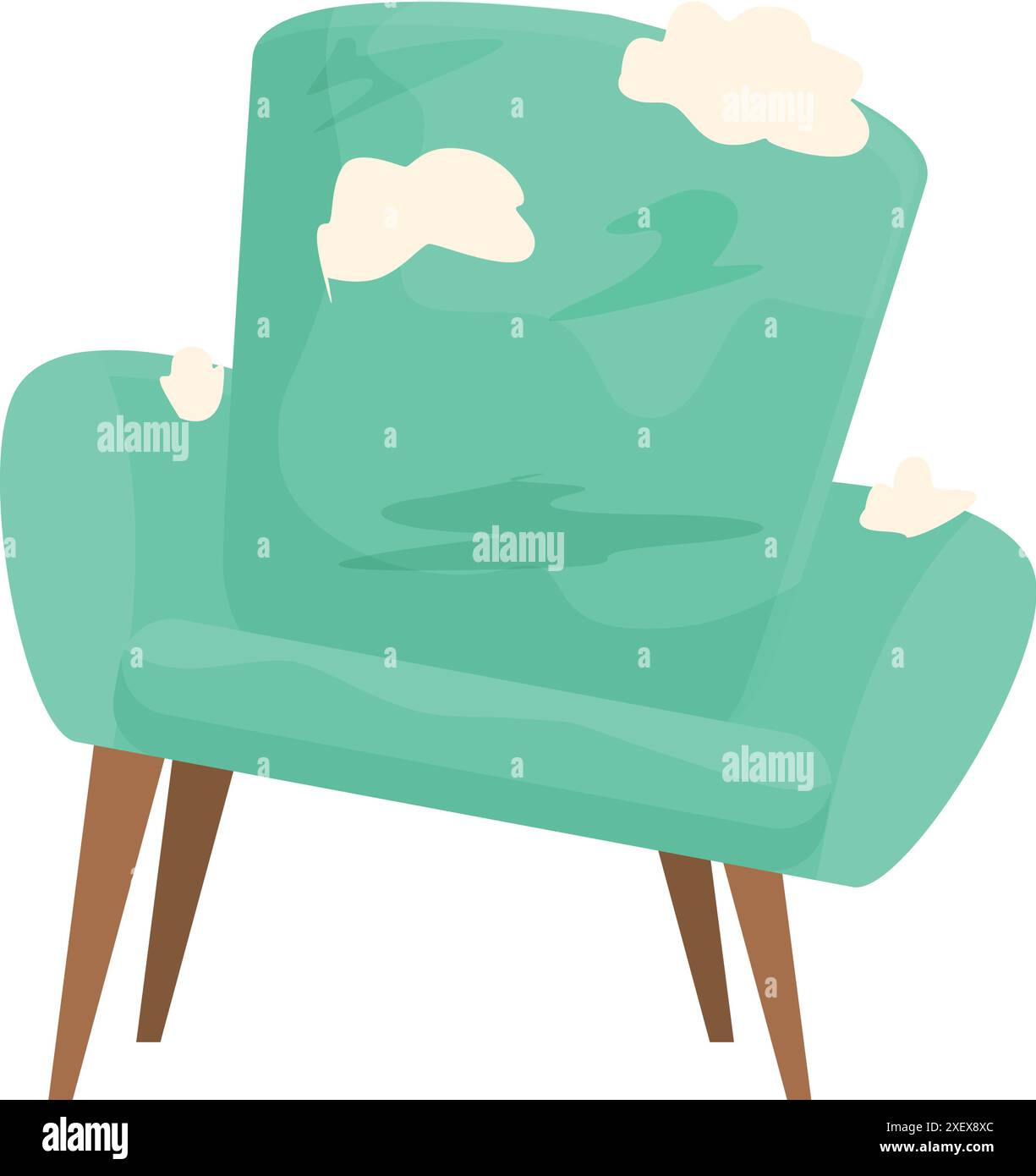 Illustration of an old armchair showing signs of wear and tear with