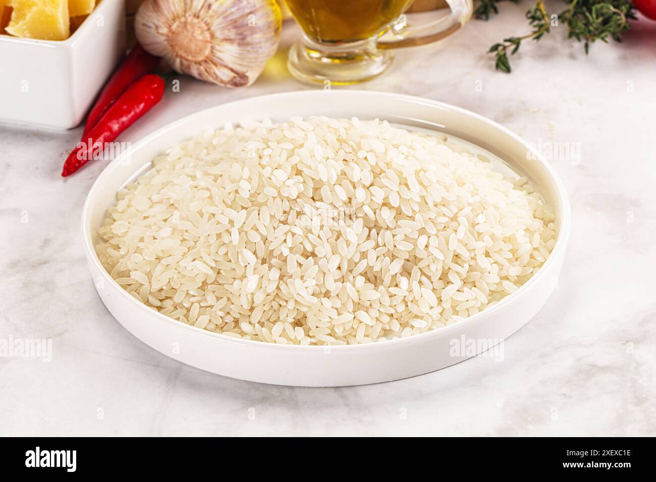 Dry raw Arborio rice for risotto Stock Photo - Alamy