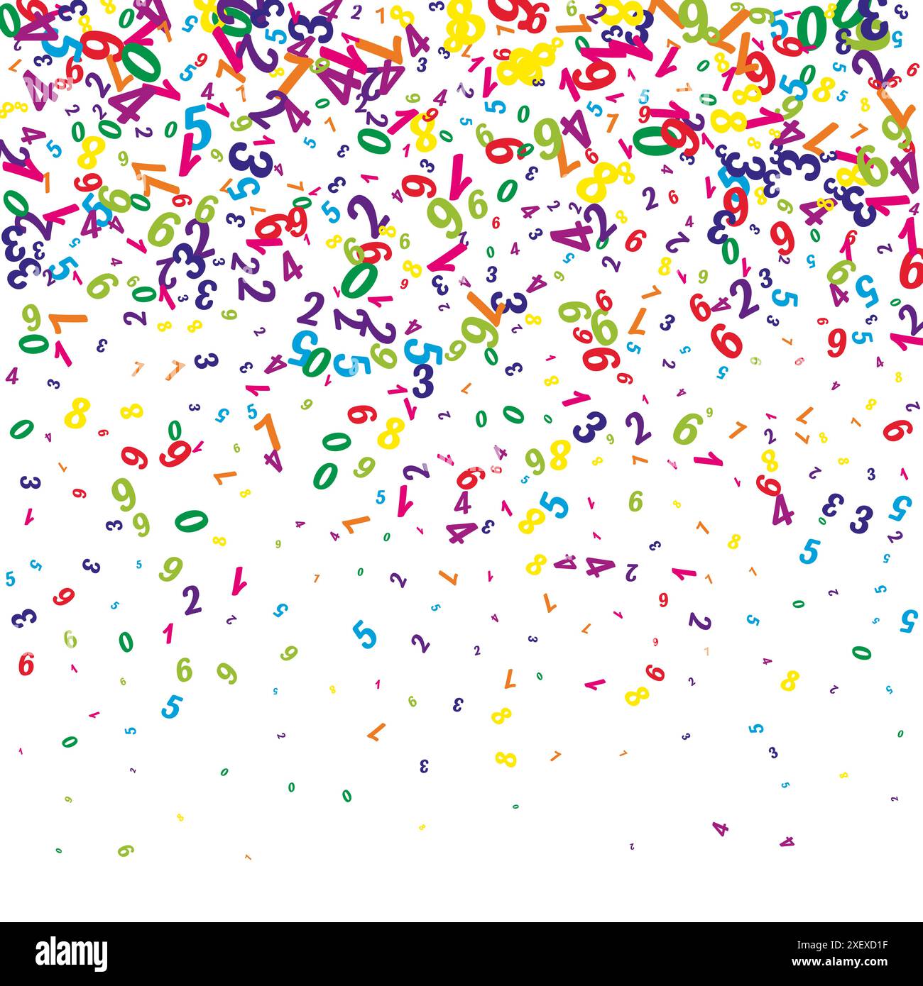 Falling colorful numbers. Math study concept with flying digits. Back ...