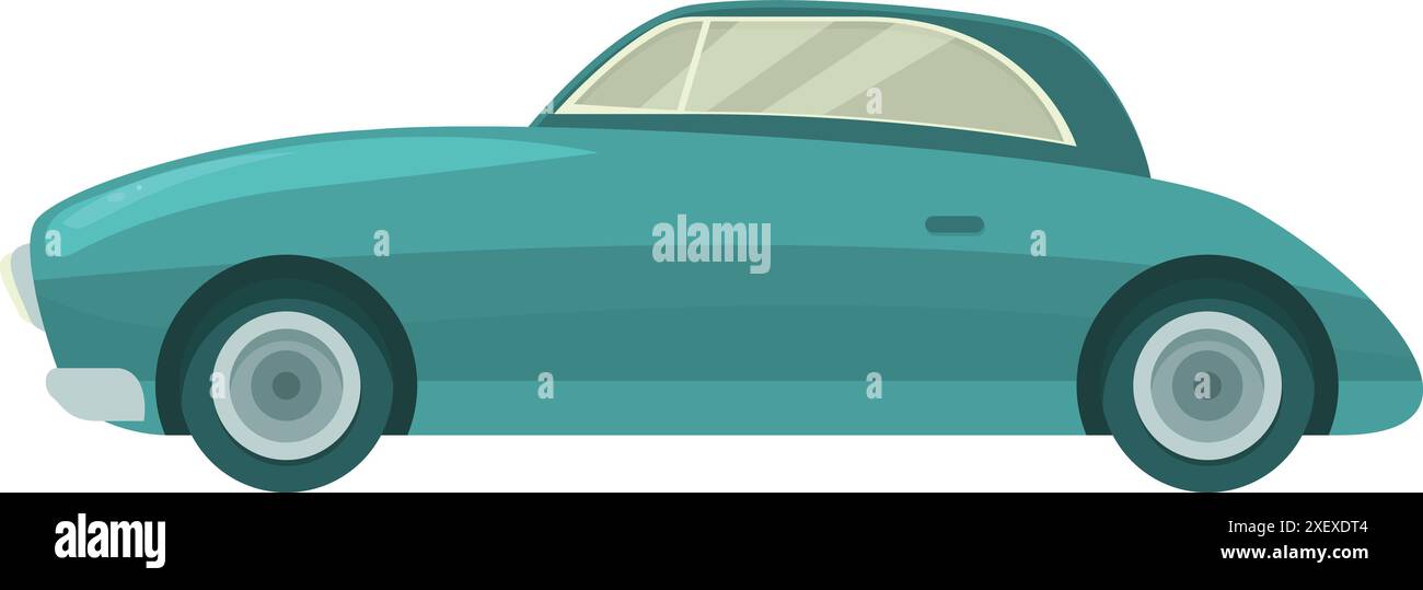 Classic green retro car driving side view Stock Vector Images - Alamy