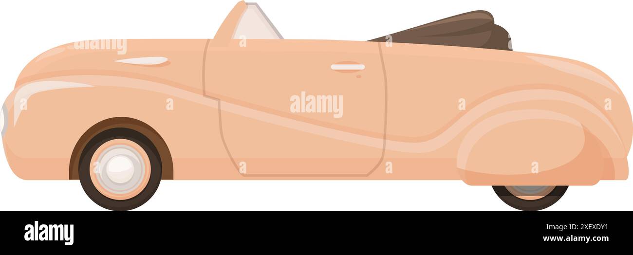 Classic pink convertible car driving on a white background Stock Vector ...
