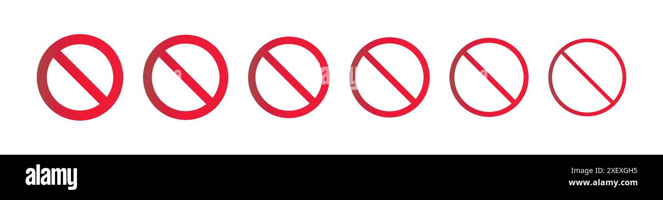 Red ban icon set. Editable vectors stop prohibitions red icon. No sign ...