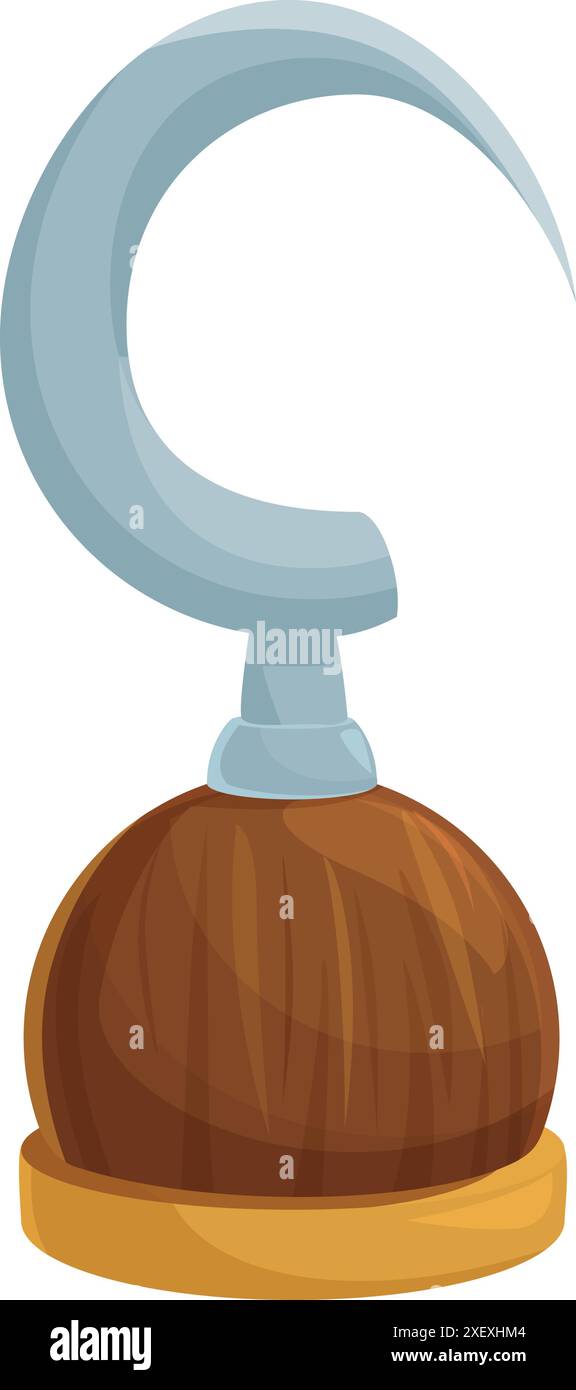 Classic pirate hook replacing hand is standing on a white background Stock Vector