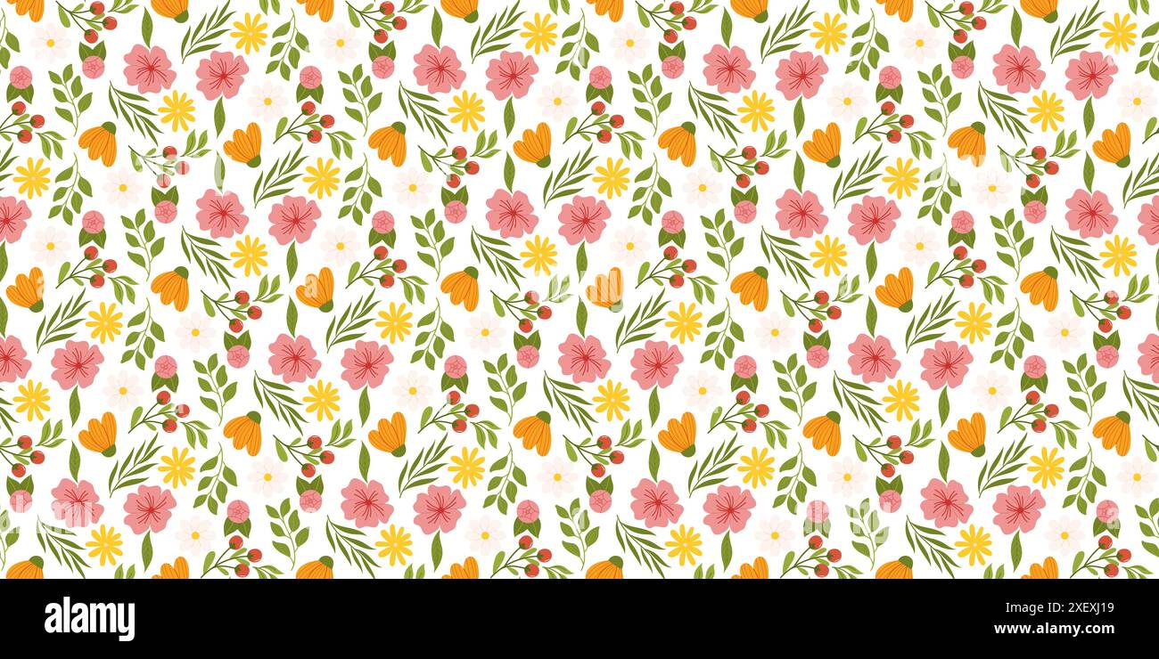 Seamless design with floral elements. Botanical-inspired repetitive ...
